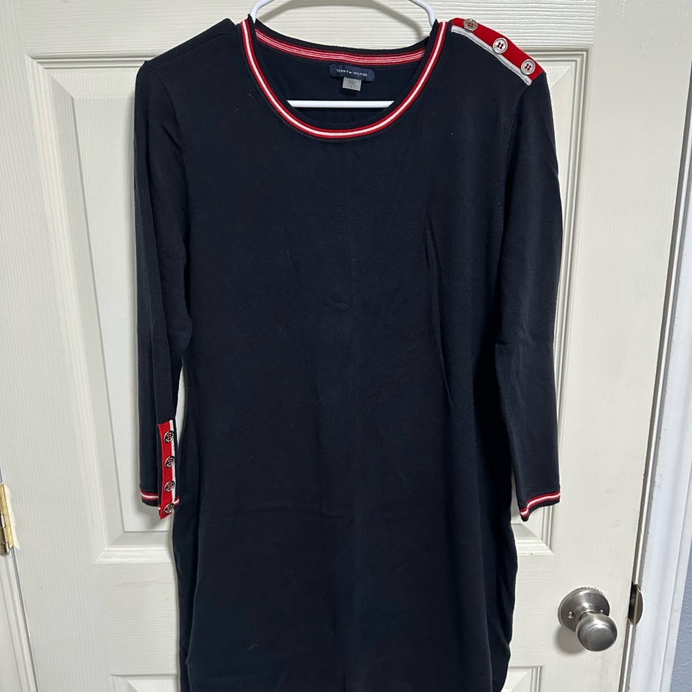 Tommy Hilfiger Navy Blue Dress with Red and White Accents